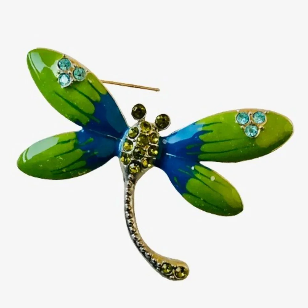Dragonfly Brooch Jeweled And Enameled